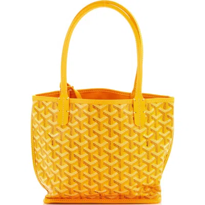 Pre-owned Goyard  Goyard Anjou Reversible Tote Coated Canvas Mini In Orange