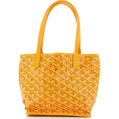 Pre-owned Goyard  Goyard Anjou Reversible Tote Coated Canvas Mini In Gold