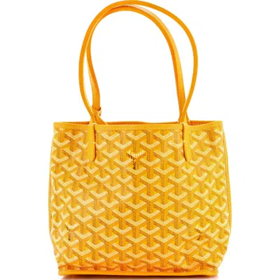 Pre-owned Goyard  Goyard Anjou Reversible Tote Coated Canvas Mini In Gold