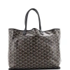Pre-owned Goyard  Goyard Anjou Reversible Tote Coated Canvas Pm In Black