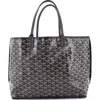 Pre-owned Goyard  Goyard Anjou Reversible Tote Coated Canvas Pm In Black