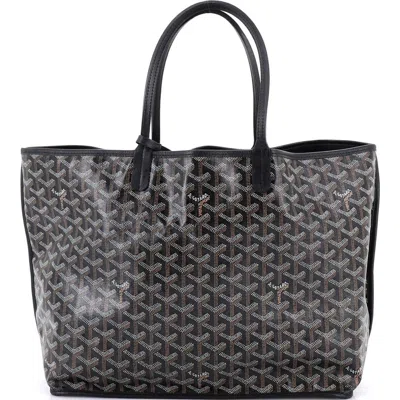 Pre-owned Goyard  Goyard Anjou Reversible Tote Coated Canvas Pm In Black
