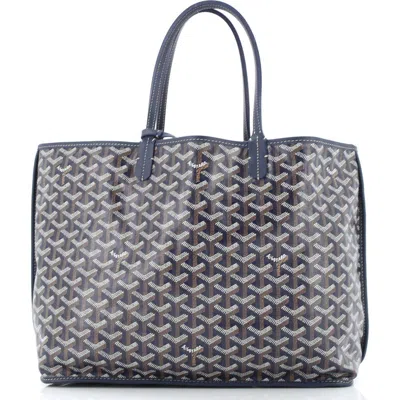 Pre-owned Goyard  Goyard Anjou Reversible Tote Coated Canvas Pm In Blue