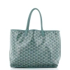 Pre-owned Goyard  Goyard Anjou Reversible Tote Coated Canvas Pm In Green