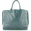 Pre-owned Goyard  Goyard Anjou Reversible Tote Coated Canvas Pm In Green