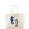 Pre-owned Goyard  Goyard Anjou Reversible Tote Embroidered Coated Canvas Pm In White