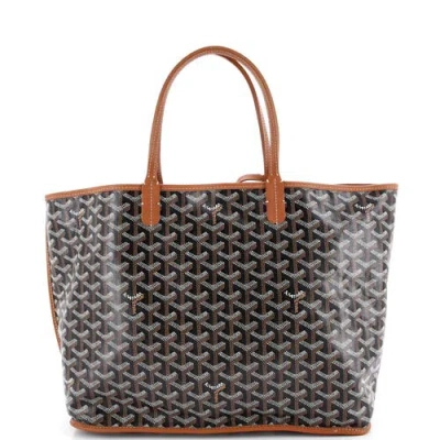 Pre-owned Goyard  Goyard Anjou Reversible Tote Printed Coated Canvas Gm In Black