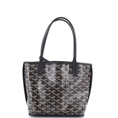 Pre-owned Goyard  Goyard Anjou Reversible Tote Printed Coated Canvas Mini In Black