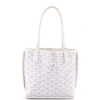 Pre-owned Goyard  Goyard Anjou Reversible Tote Printed Coated Canvas Mini In White