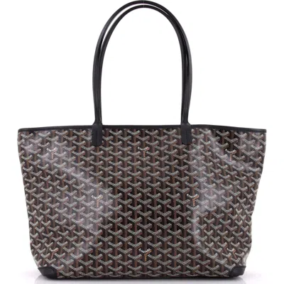 Pre-owned Goyard  Goyard Artois Tote Coated Canvas Mm In Black