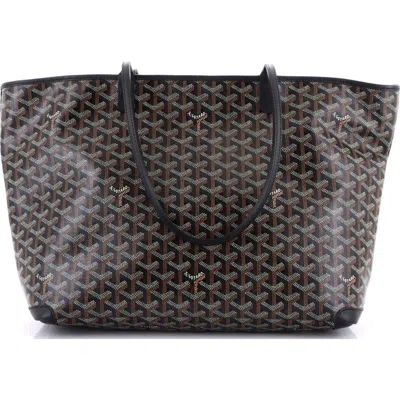Pre-owned Goyard  Goyard Artois Tote Coated Canvas Mm In Black