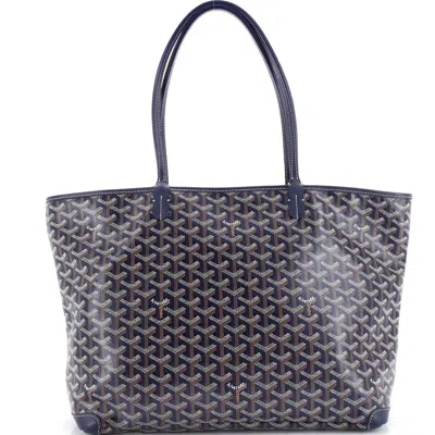 Pre-owned Goyard  Goyard Artois Tote Coated Canvas Mm In Blue