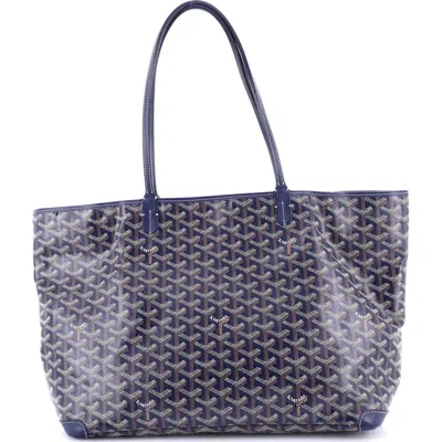 Pre-owned Goyard  Goyard Artois Tote Coated Canvas Mm In Blue