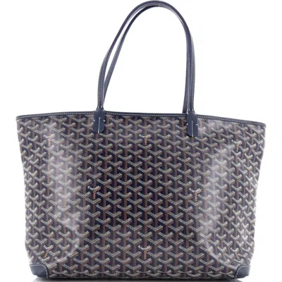 Pre-owned Goyard  Goyard Artois Tote Coated Canvas Mm In Blue