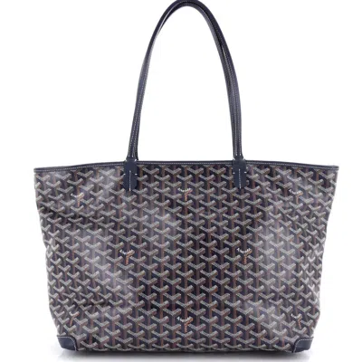 Pre-owned Goyard  Goyard Artois Tote Coated Canvas Mm In Blue