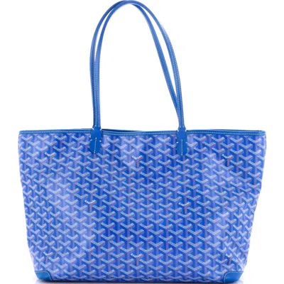Pre-owned Goyard  Goyard Artois Tote Coated Canvas Mm In Blue