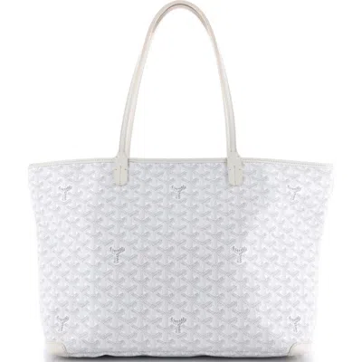 Pre-owned Goyard  Goyard Artois Tote Coated Canvas Mm In White