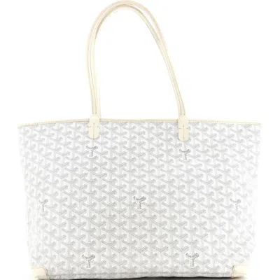 Pre-owned Goyard  Goyard Artois Tote Coated Canvas Mm In White
