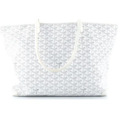 Pre-owned Goyard  Goyard Artois Tote Coated Canvas Mm In White