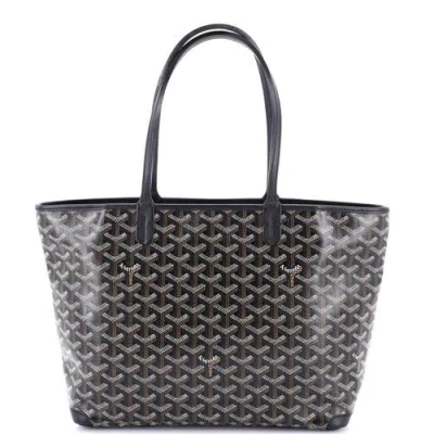 Pre-owned Goyard  Goyard Artois Tote Coated Canvas Pm In Black