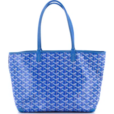 Pre-owned Goyard  Goyard Artois Tote Coated Canvas Pm In Blue
