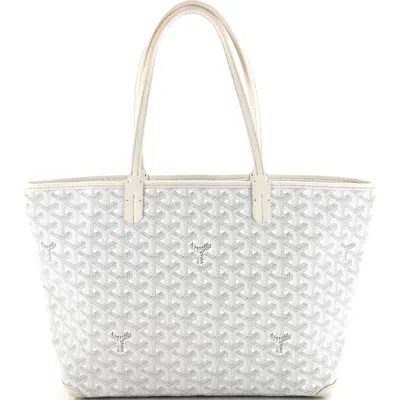Pre-owned Goyard  Goyard Artois Tote Coated Canvas Pm In White