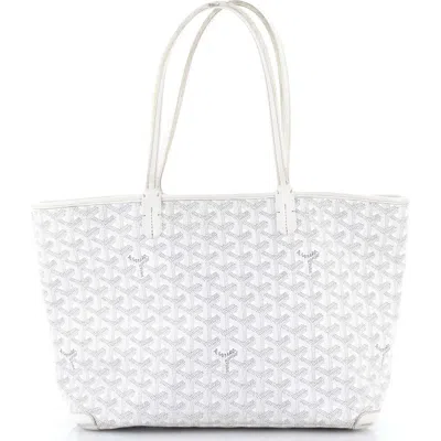 Pre-owned Goyard  Goyard Artois Tote Coated Canvas Pm In White