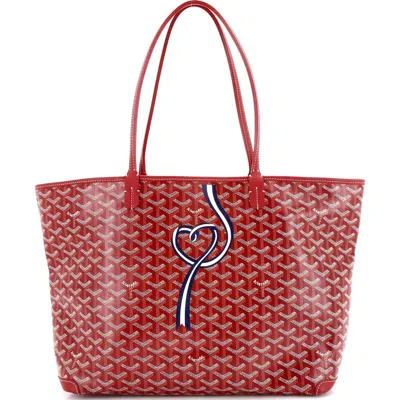 Pre-owned Goyard  Goyard Artois Tote Printed Coated Canvas Mm In Red