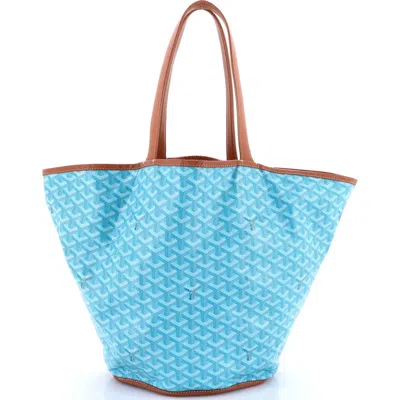Pre-owned Goyard  Goyard Belharra Reversible Tote Coated Canvas In Blue