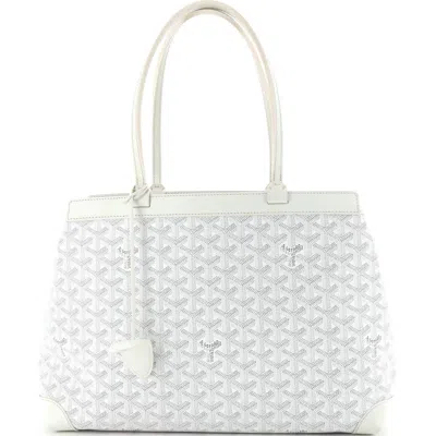 Pre-owned Goyard  Goyard Bellechasse Bag Coated Canvas Pm In White