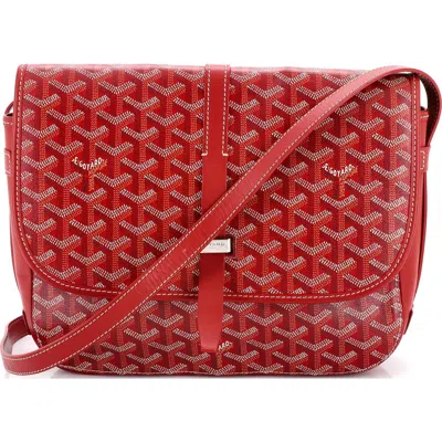 Pre-owned Goyard  Goyard Belvedere Ii Messenger Bag Coated Canvas Mm In Red