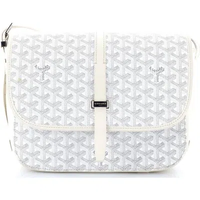 Pre-owned Goyard  Goyard Belvedere Ii Messenger Bag Coated Canvas Mm In White