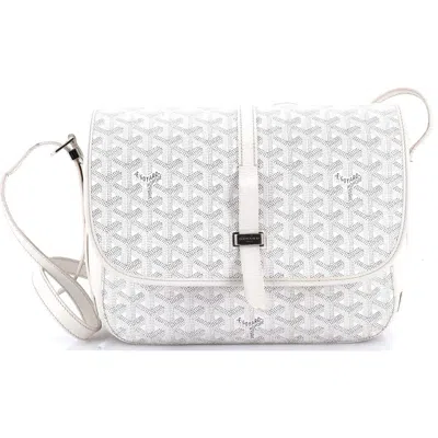 Pre-owned Goyard  Goyard Belvedere Ii Messenger Bag Coated Canvas Mm In White