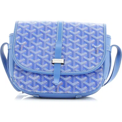 Pre-owned Goyard  Goyard Belvedere Ii Messenger Bag Coated Canvas Pm In Blue