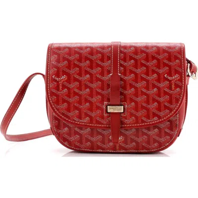 Pre-owned Goyard  Goyard Belvedere Ii Messenger Bag Coated Canvas Pm In Red