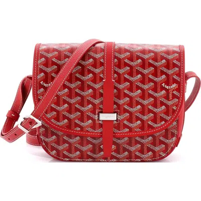 Pre-owned Goyard  Goyard Belvedere Ii Messenger Bag Coated Canvas Pm In Red
