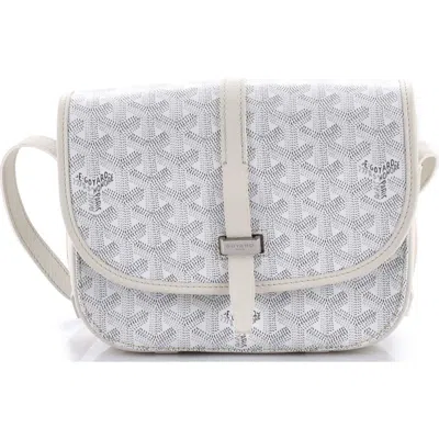 Pre-owned Goyard  Goyard Belvedere Ii Messenger Bag Coated Canvas Pm In White