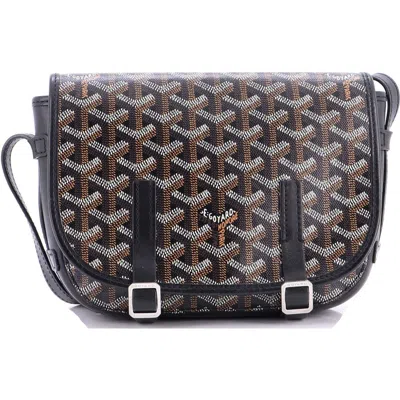 Pre-owned Goyard  Goyard Belvedere Messenger Bag Coated Canvas Pm In Black