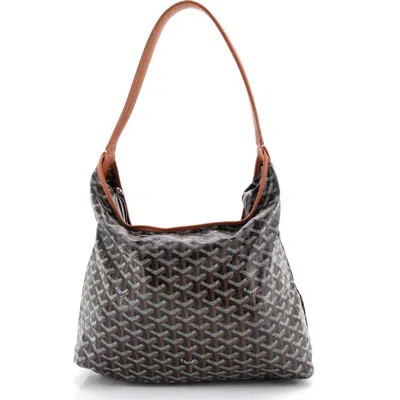 Pre-owned Goyard  Goyard Boheme Hobo Coated Canvas In Black