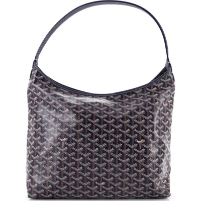 Pre-owned Goyard  Goyard Boheme Hobo Coated Canvas In Blue