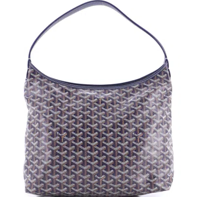 Pre-owned Goyard  Goyard Boheme Hobo Coated Canvas In Blue