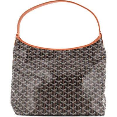 Pre-owned Goyard  Goyard Boheme Hobo Coated Canvas In Brown