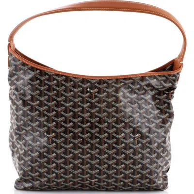 Pre-owned Goyard  Goyard Boheme Hobo Coated Canvas In Brown