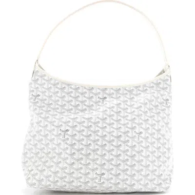 Pre-owned Goyard  Goyard Boheme Hobo Coated Canvas In White