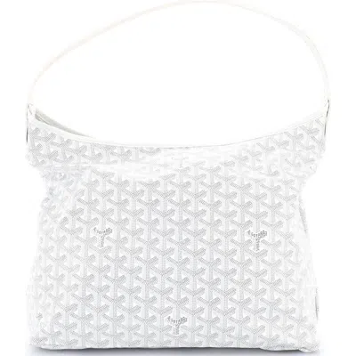 Pre-owned Goyard  Goyard Boheme Hobo Coated Canvas In White
