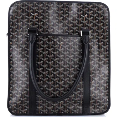 Pre-owned Goyard  Goyard Bourgogne Bag Coated Canvas In Black