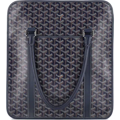 Pre-owned Goyard  Goyard Bourgogne Bag Coated Canvas In Blue