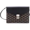Pre-owned Goyard  Goyard Chypre Wallet On Strap Coated Canvas With Leather In Black