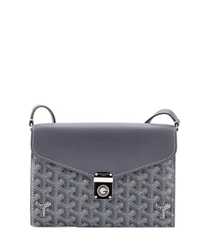 Pre-owned Pre-owned Goyard  Goyard Chypre Wallet On Strap Coated Canvas With Leather In Gray