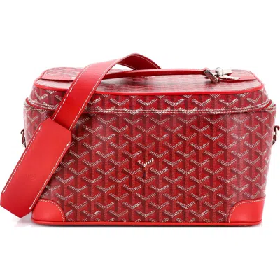 Pre-owned Goyard  Goyard Convertible Cosmetic Train Case Coated Canvas In Red